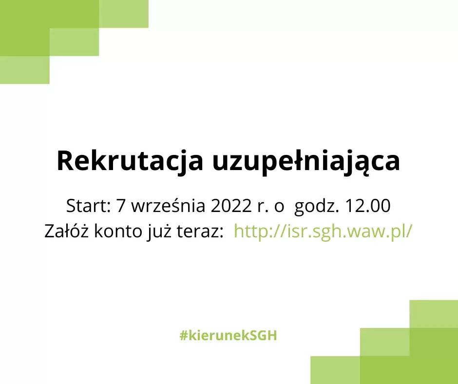 Rekrutacja uzupełniająca od 7 września 2022 r. (godz. 12.00) w SGH 